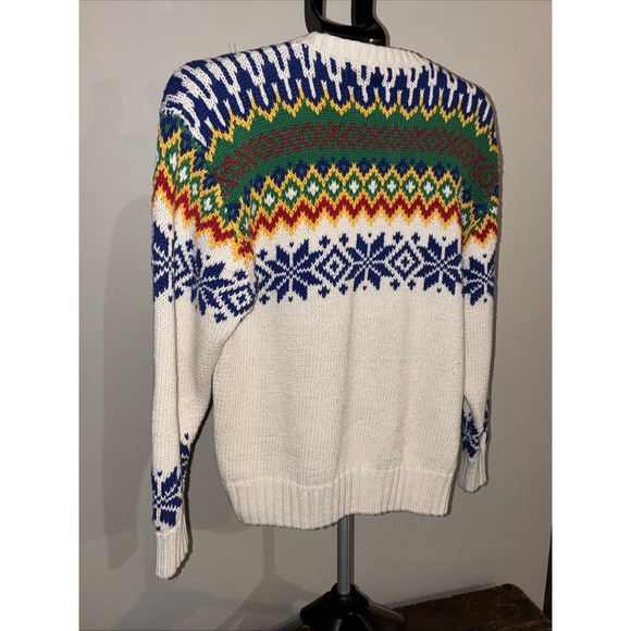 GH Bass Sweater Vintage Large Cotton/ramie Mix Snowflake Design - Picture 11 of 14